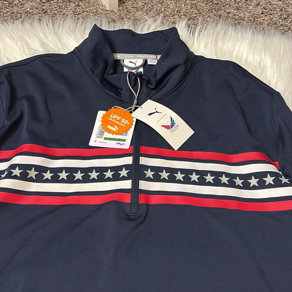 NWT Puma Men’s Independence 1/4 Zip Golf Navy Blue Long Sleeve Top Size L - Picture 3 of 14